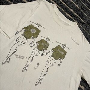 White Vintage Palm Springs Beverly Hills Sparkle graphic tee size large Boxy Fit